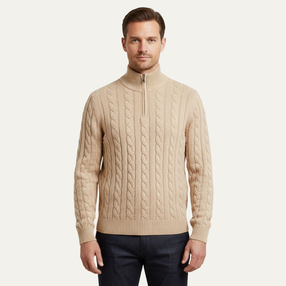 The Genève Old Money Half Zip Sweater for Men 100% Merino Wool