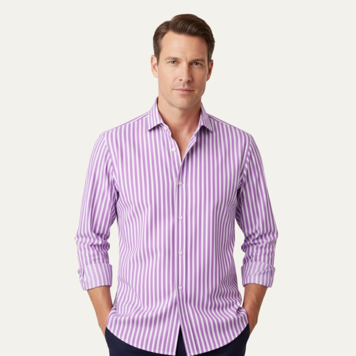 The Buckhead Men’s Lightweight Smart Fit Striped Linen Shirt