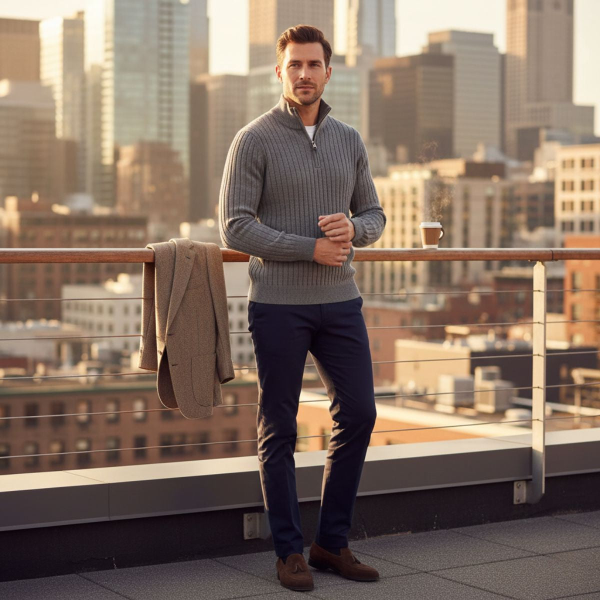The Oslo Quarter Zip Sweater for Men Old Money