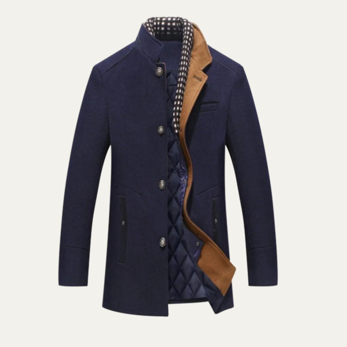 Men’s Elegant Classic Wool Coat with Quilted Lining