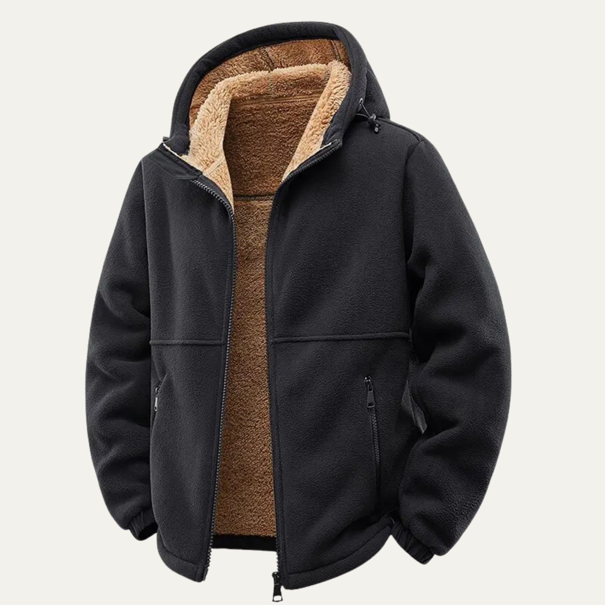 Men’s Warm Soft Shell Fleece Zip Up Hooded Jacket