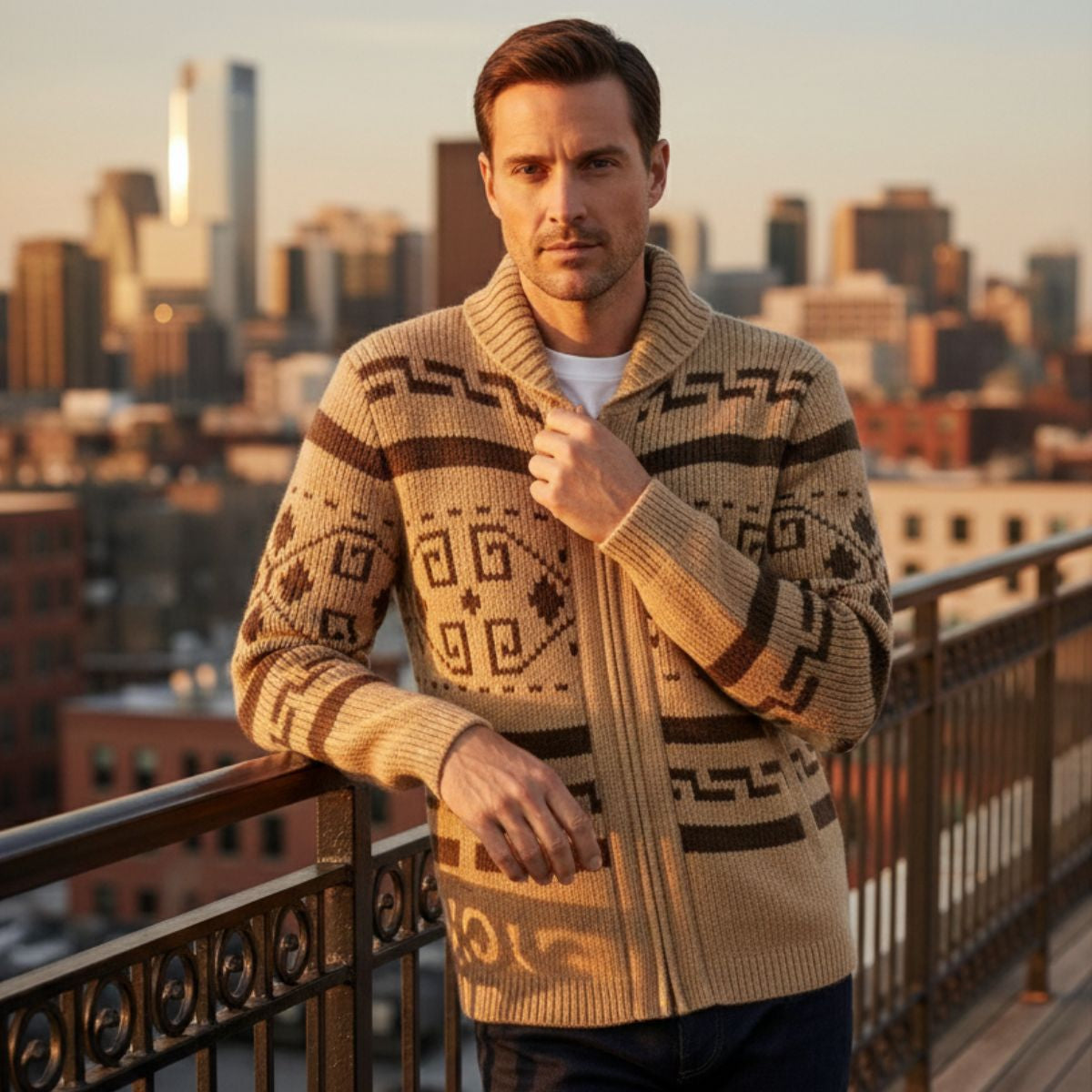 Men’s Vintage Thick Winter Shawl Collar Knit Cardigan
