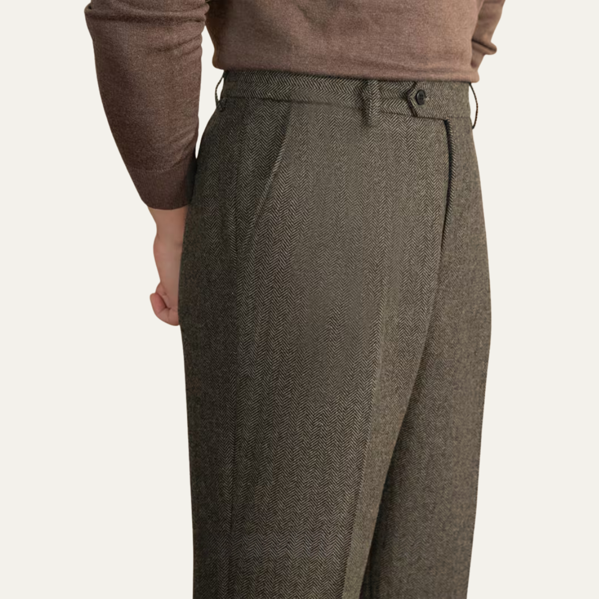 The Subiaco Men’s Business Tailored Herringbone Pleated Dress Pants