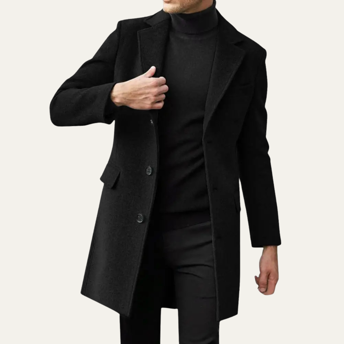 Men's Single Breasted Wool Blend Overcoat