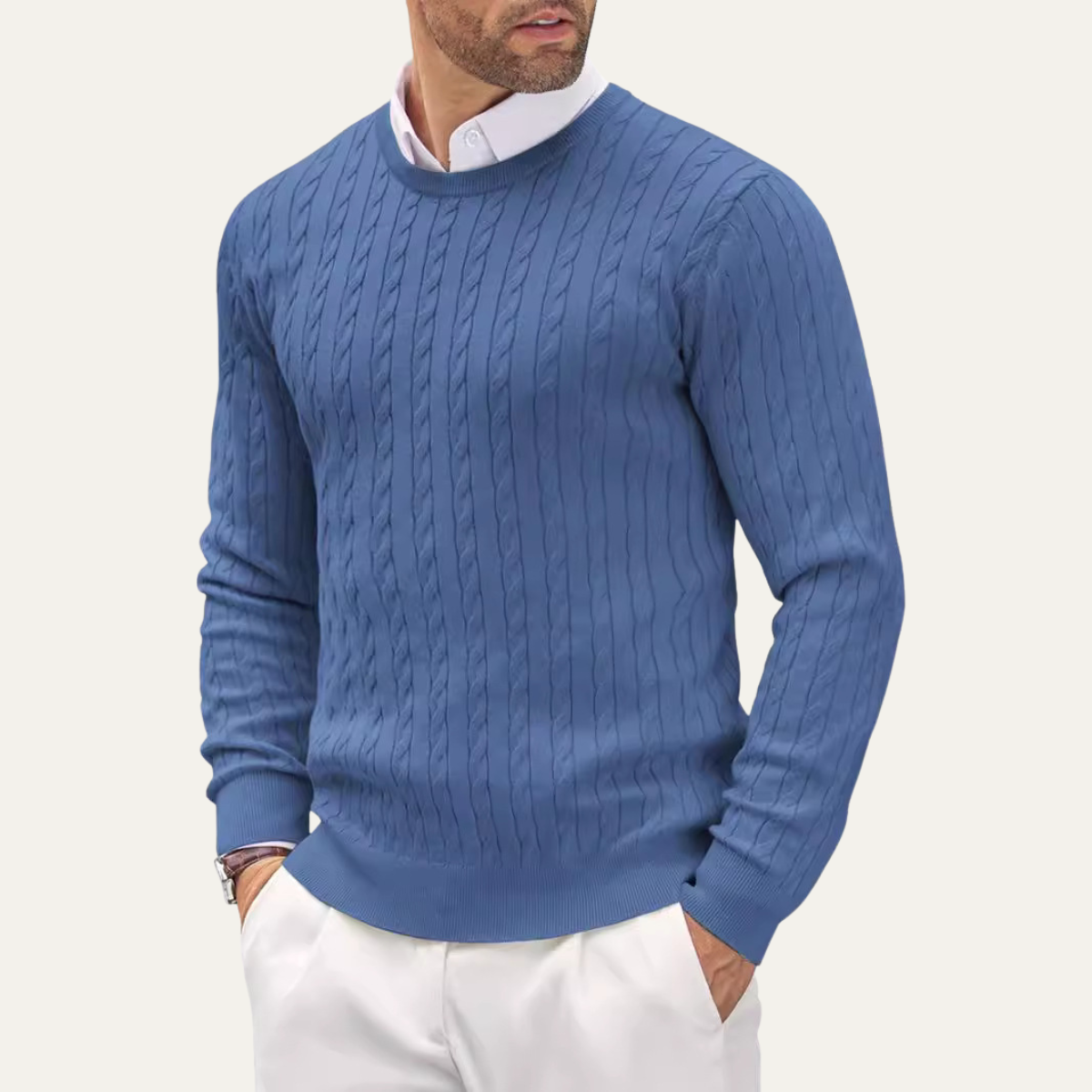 The Ashmont Ridge Men's Cable Knit Round Neck Winter Sweater