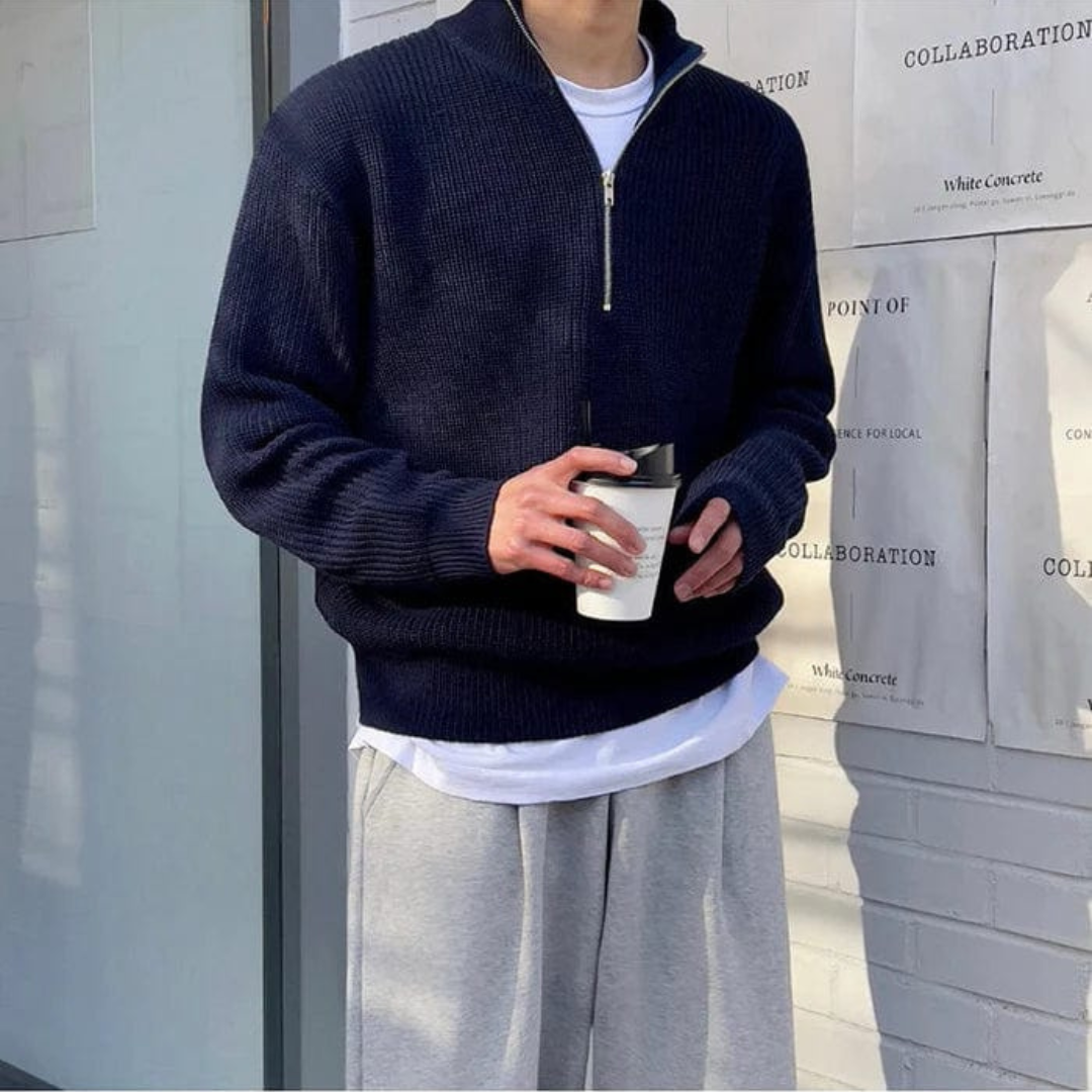 Men's Ribbed Zip Sweater | Casual