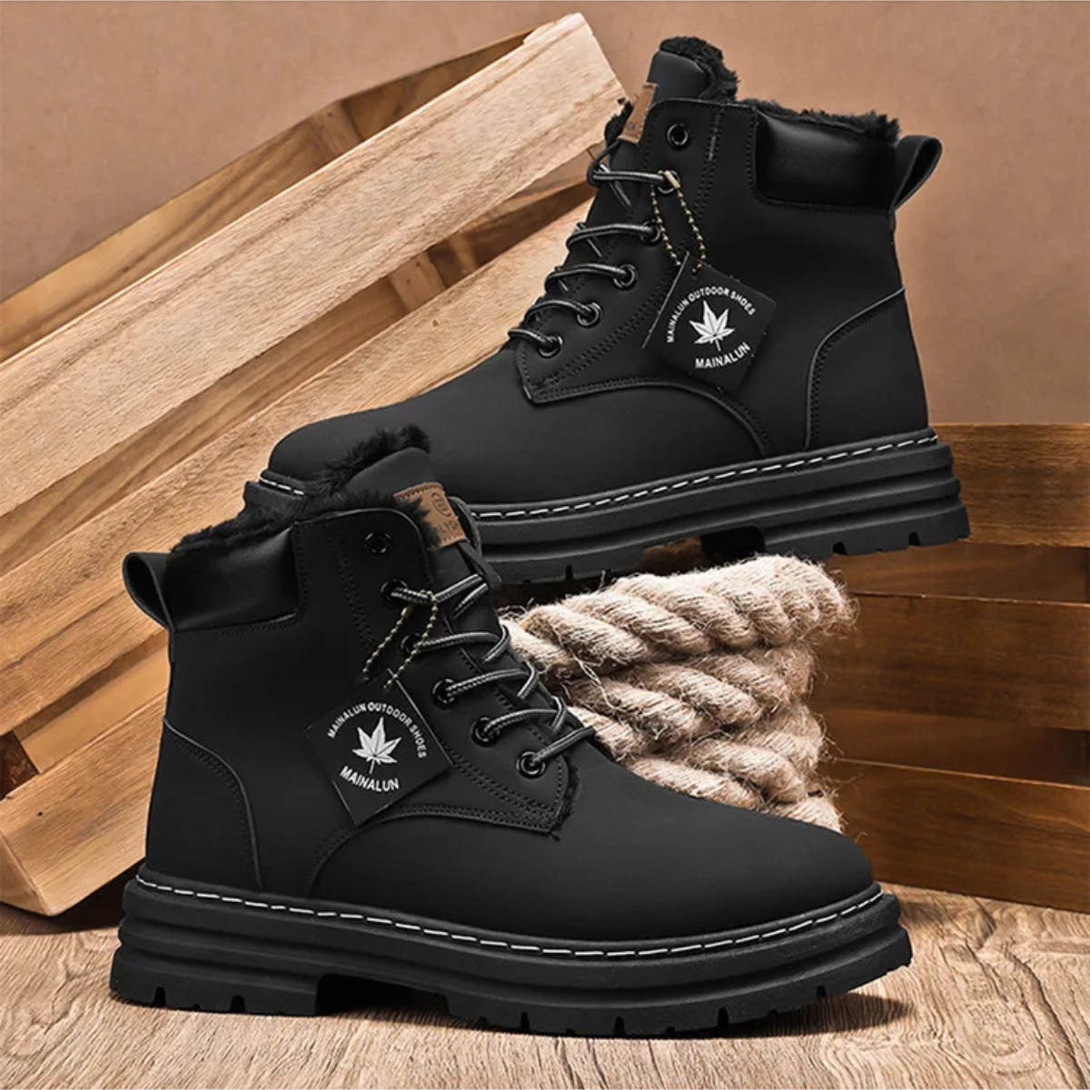 Men’s Cozy Fur Lined Insulated Snow Boots