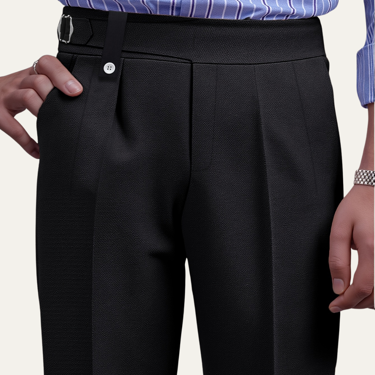 The Hamilton Men’s Solid Black Dress Pants with Belt Loops