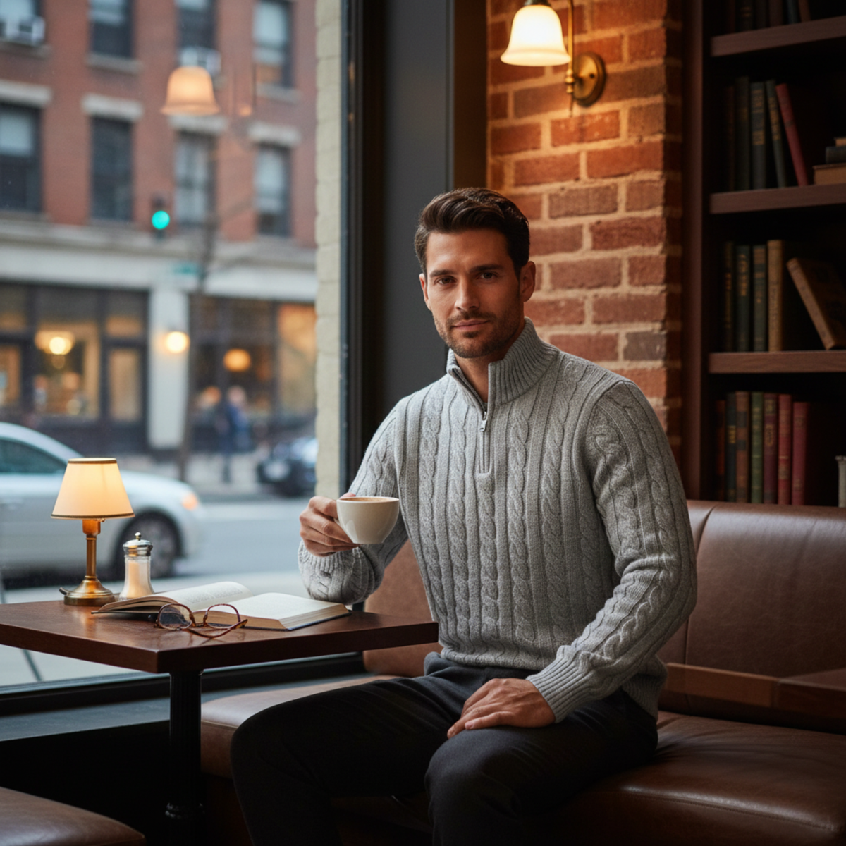 The Genève Old Money Half Zip Sweater for Men 100% Merino Wool