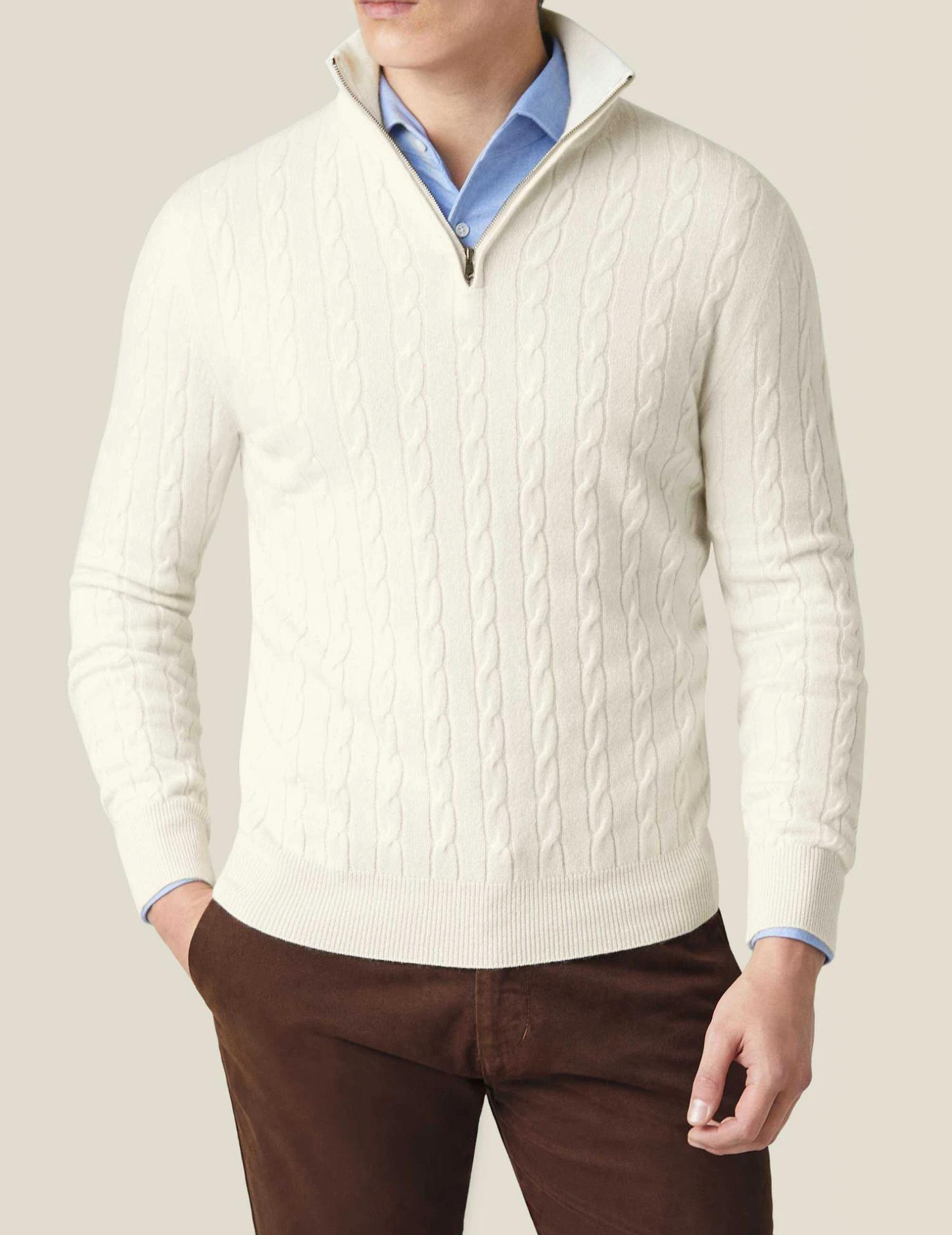 Cable Knit Zipper Sweater
