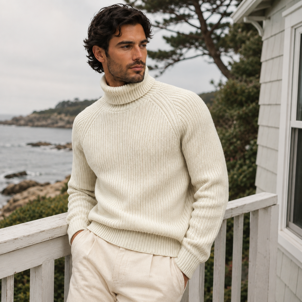 The Dundee Men's Chunky Wool Turtleneck Sweater