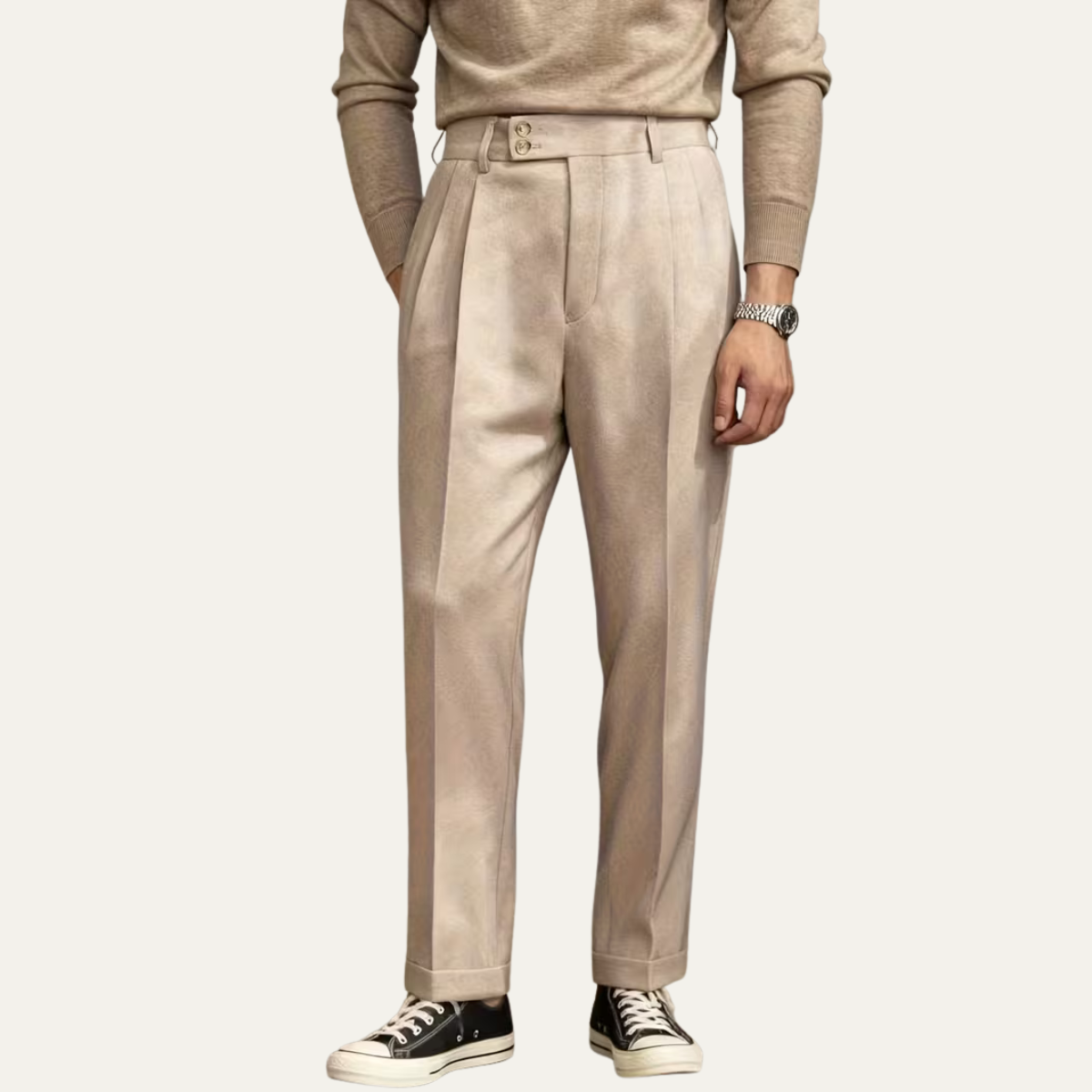The Perth Men’s Slim Fit High Waisted Straight Leg Dress Pants