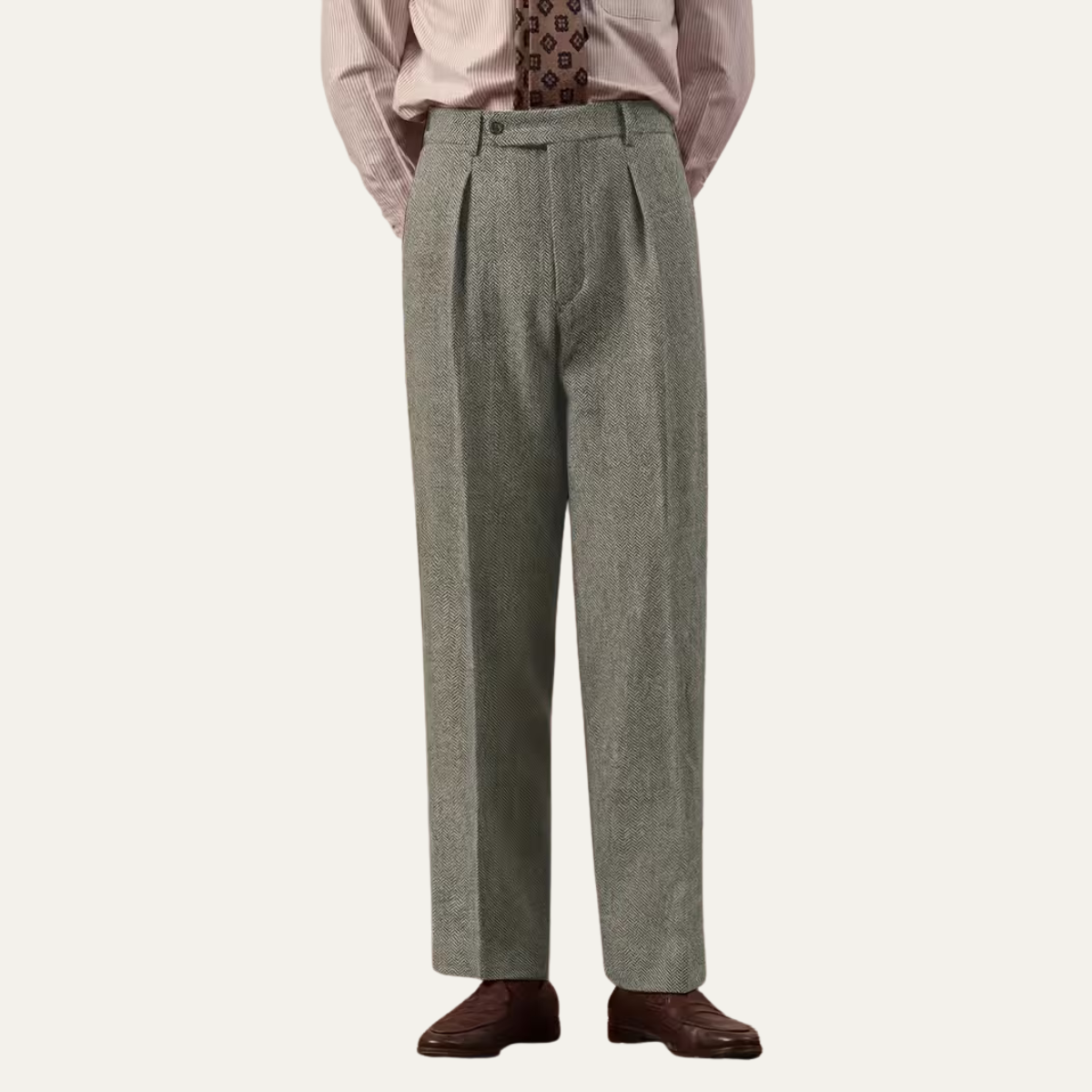 The Red Hill Men’s High Waisted Houndstooth Pleated Dress Pants