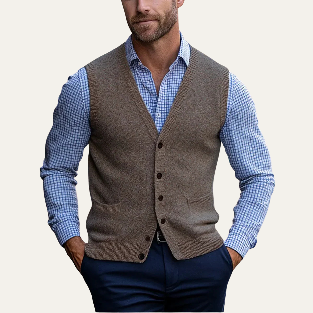 Men’s Smart Casual Button Front Knit Vest