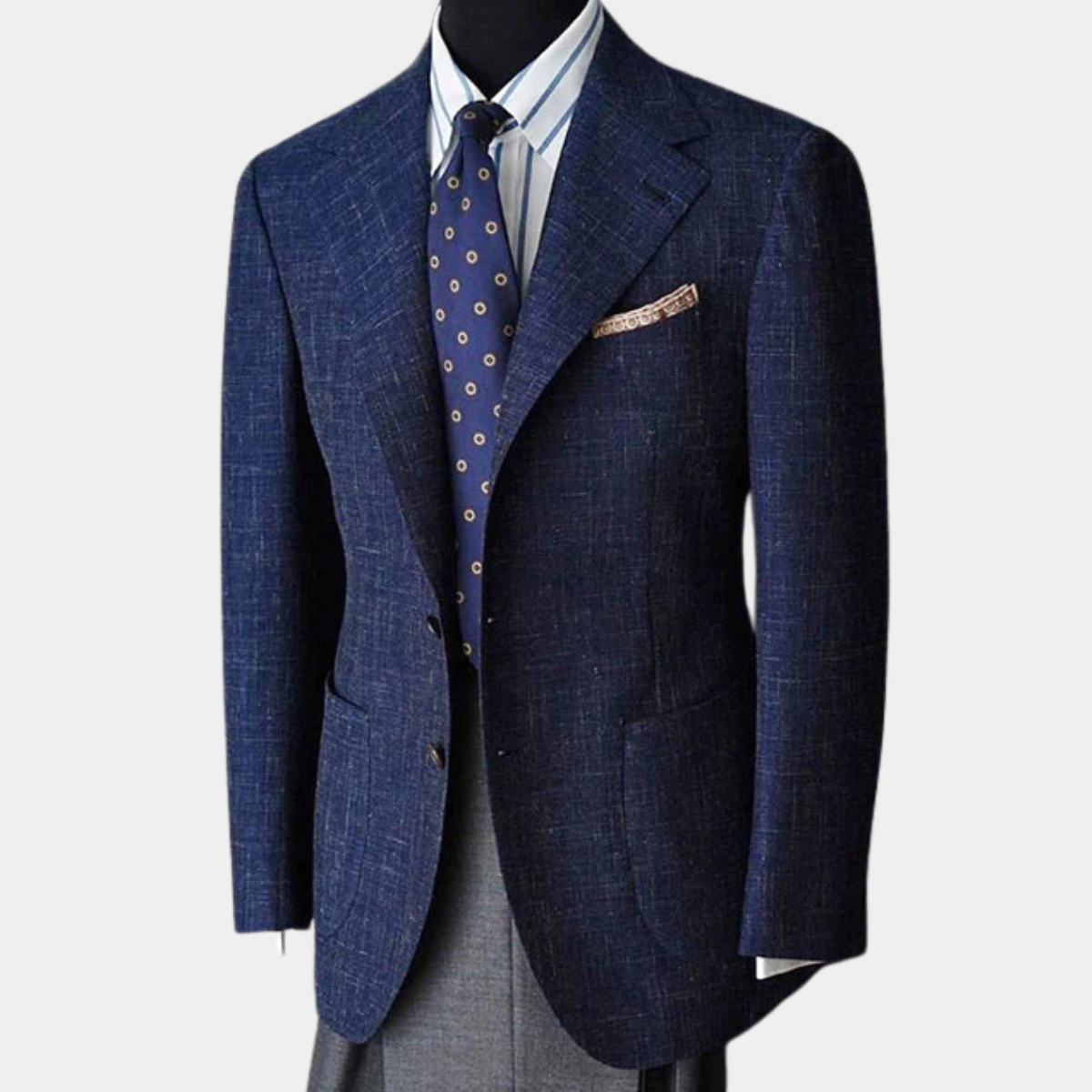 The Hartford Men’s Cotton Half Zip Ribbed Knit Blazer with Stand Collar