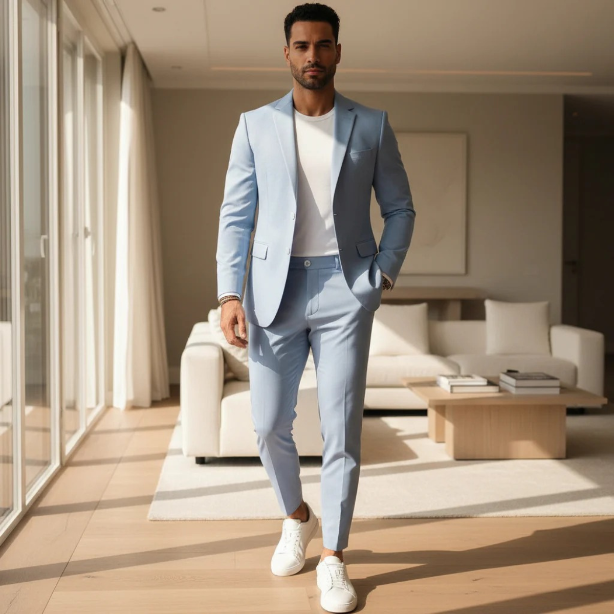 Men’s Slim Fit Suit Set – Modern Blazer and Pants Elegant Set