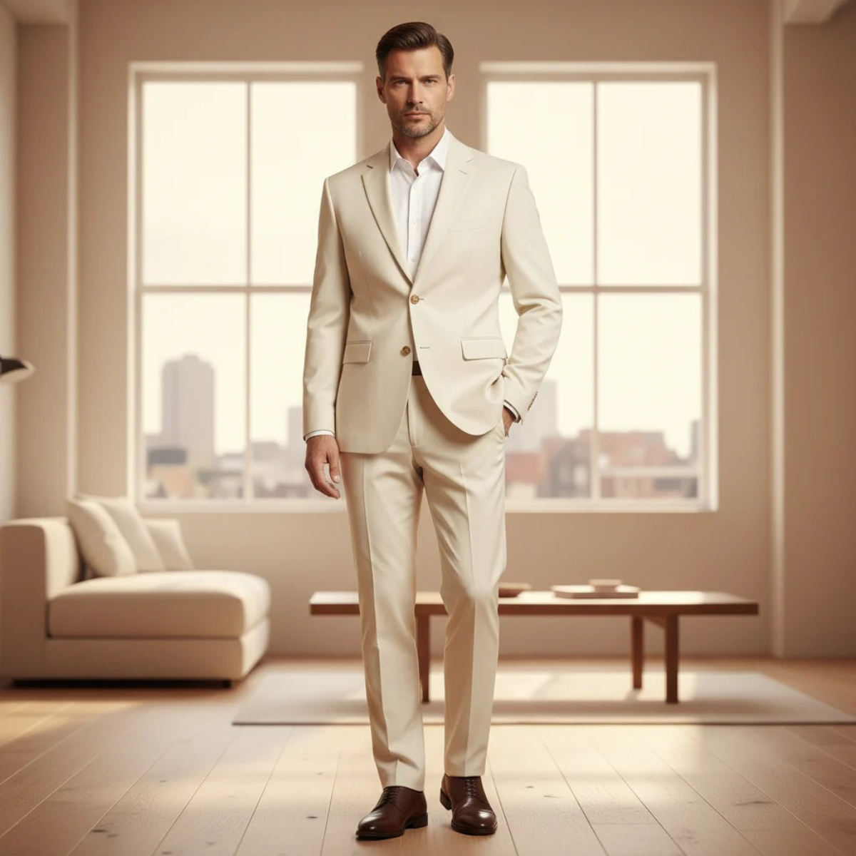 Men’s Slim Fit Suit Set – Modern Blazer and Pants Elegant Set