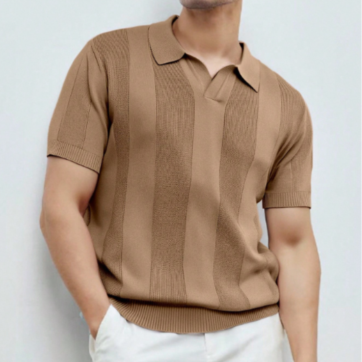 The Pyrmont Men’s Short Sleeve Knitted Polo Shirt Solid Color Trendy Top