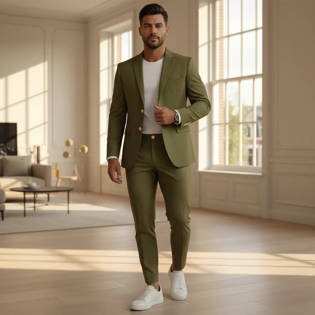 Men’s Slim Fit Suit Set – Modern Blazer and Pants Elegant Set