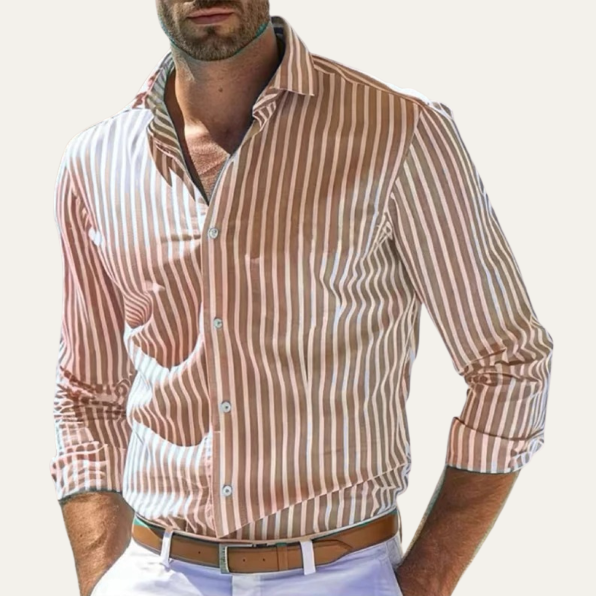 The Hilton Head Men’s Casual Smart Fit Striped Linen Shirt
