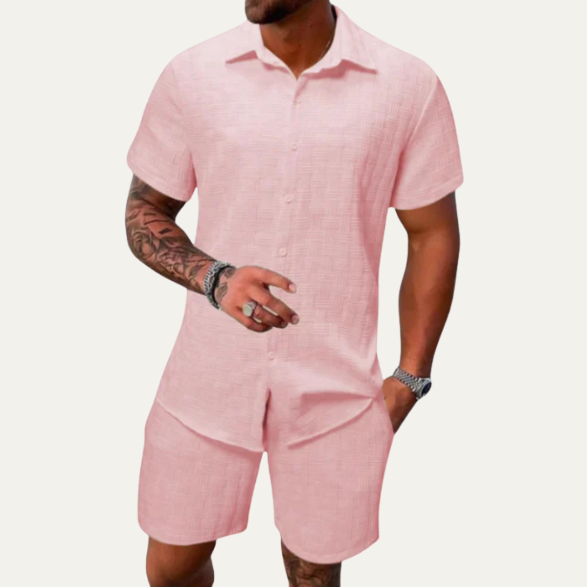 The Bolzano Men’s Classic Summer Outfit - Shirt & Shorts Co Ord Set