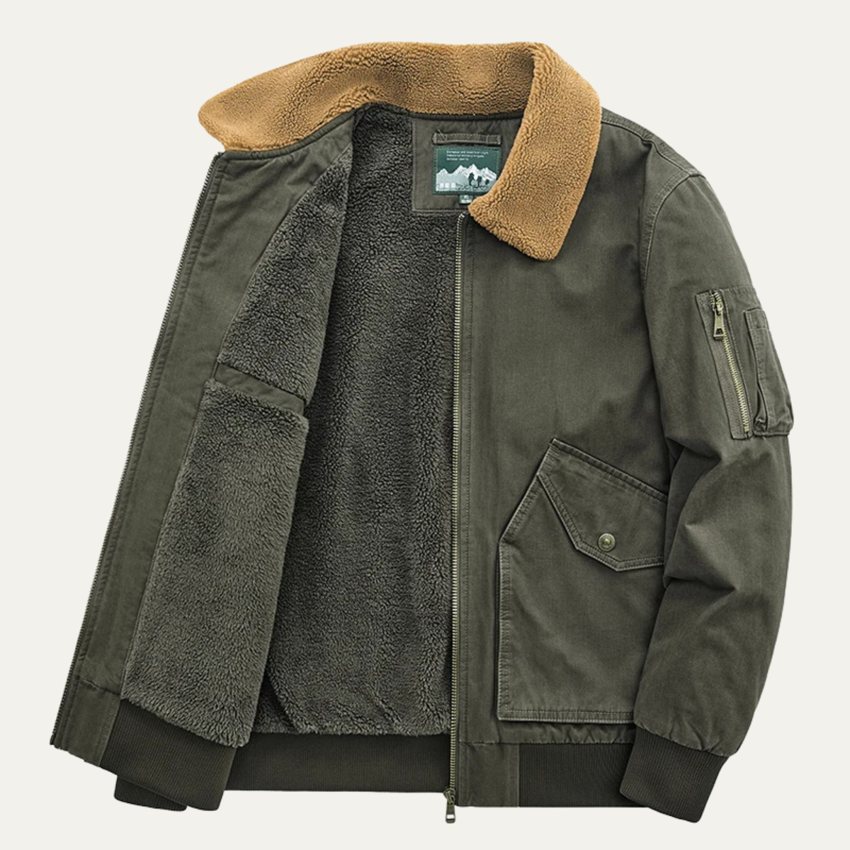 Men’s Warm Sherpa Lined Bomber Jacket