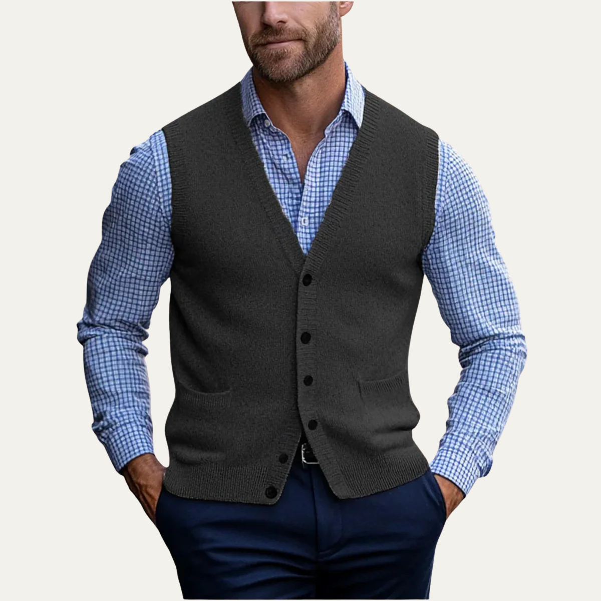 Men’s Smart Casual Button Front Knit Vest