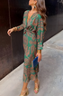 Women's Floral Midi Dress with Twist Waist
