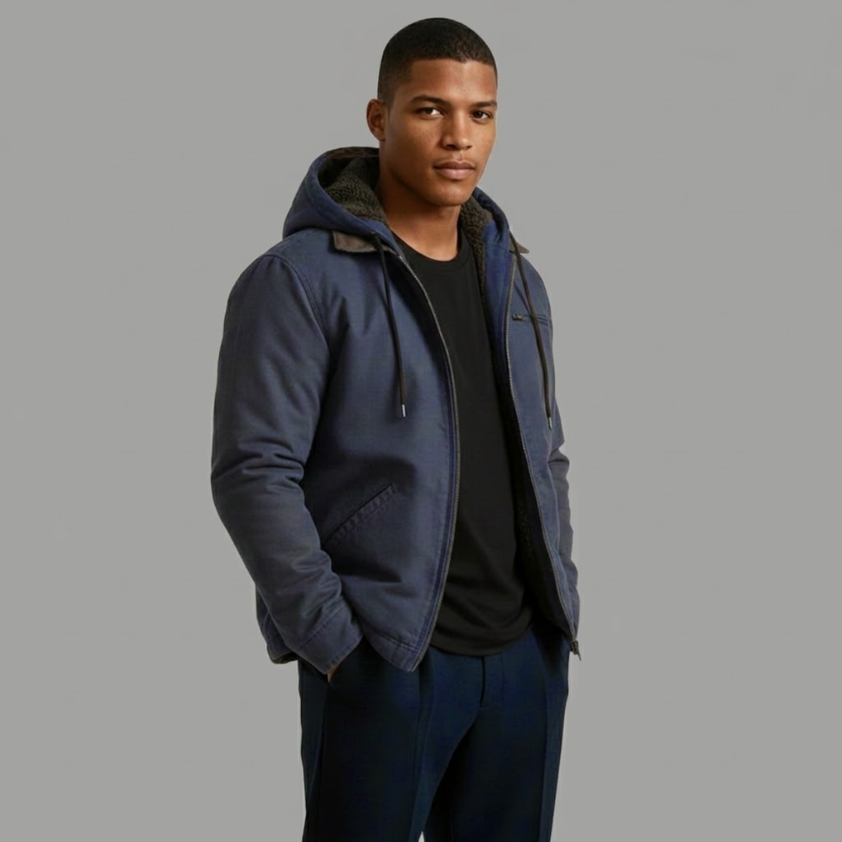 Men’s Winter Warm Fleece Lined Hooded Jacket