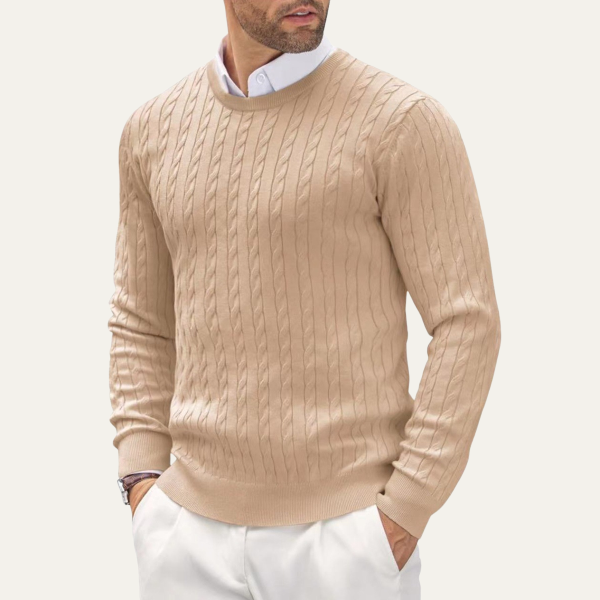 The Ashmont Ridge Men's Cable Knit Round Neck Winter Sweater