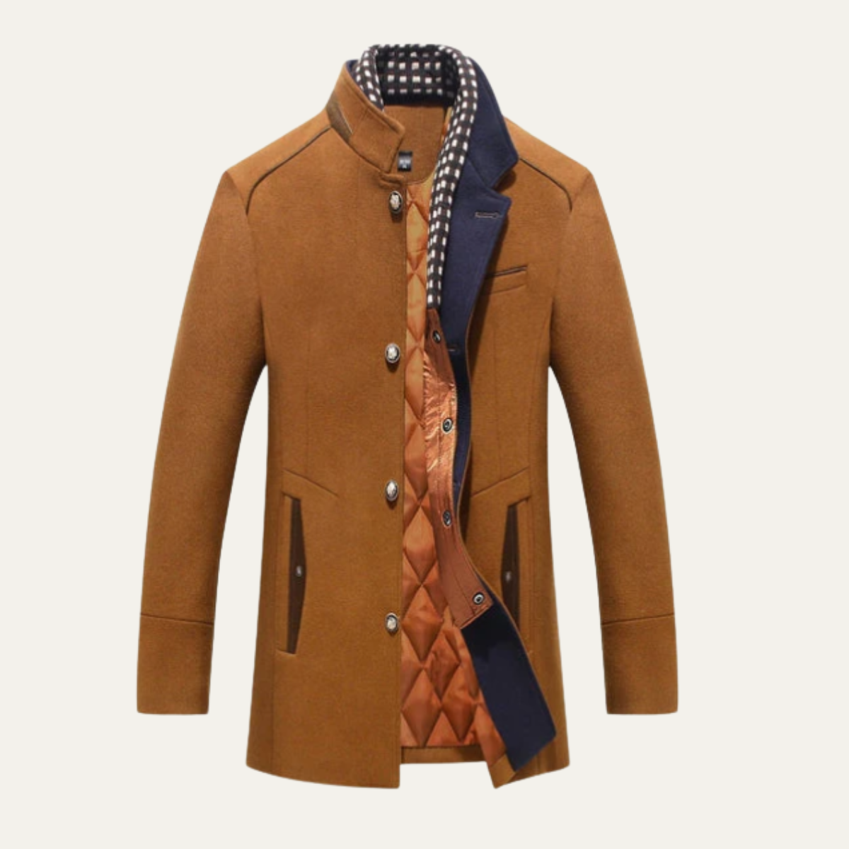 Men’s Elegant Classic Wool Coat with Quilted Lining