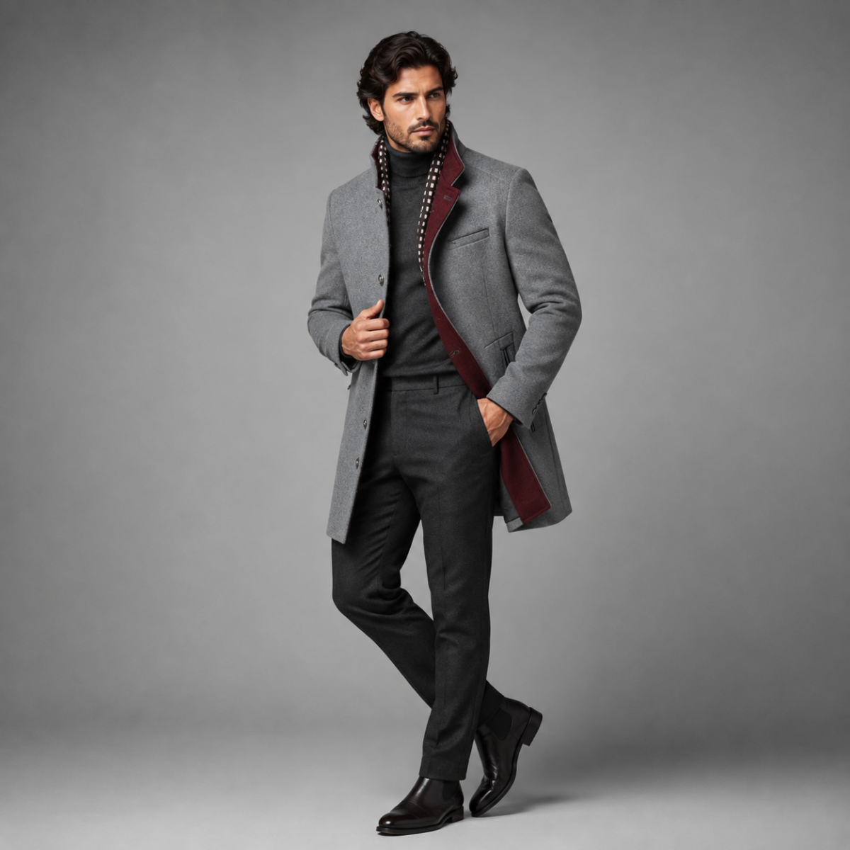 Men’s Elegant Classic Wool Coat with Quilted Lining