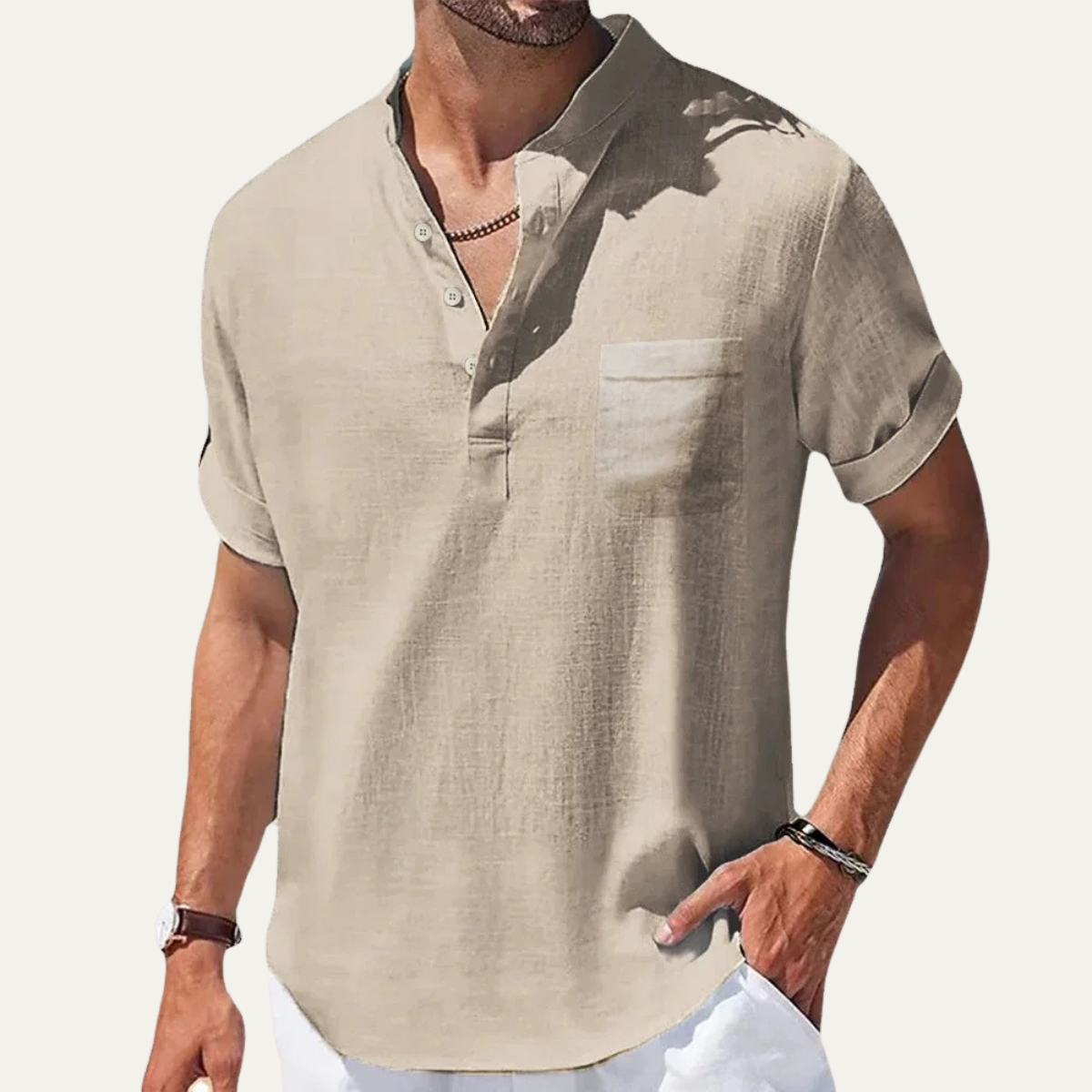 The Firenze Men’s Lightweight Henley Linen Shirt