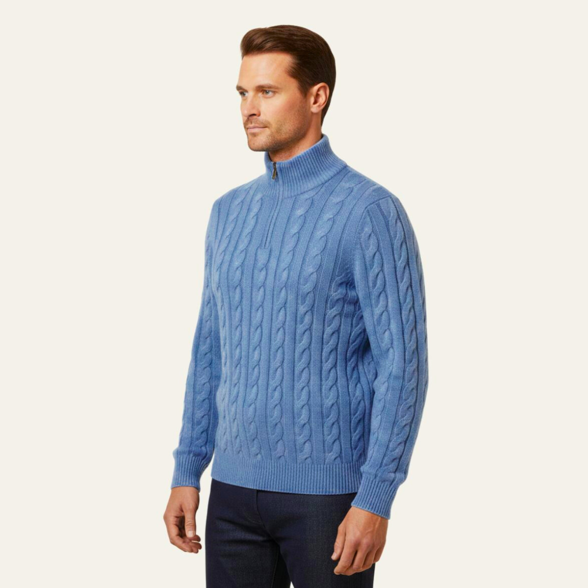 The Genève Old Money Half Zip Sweater for Men 100% Merino Wool