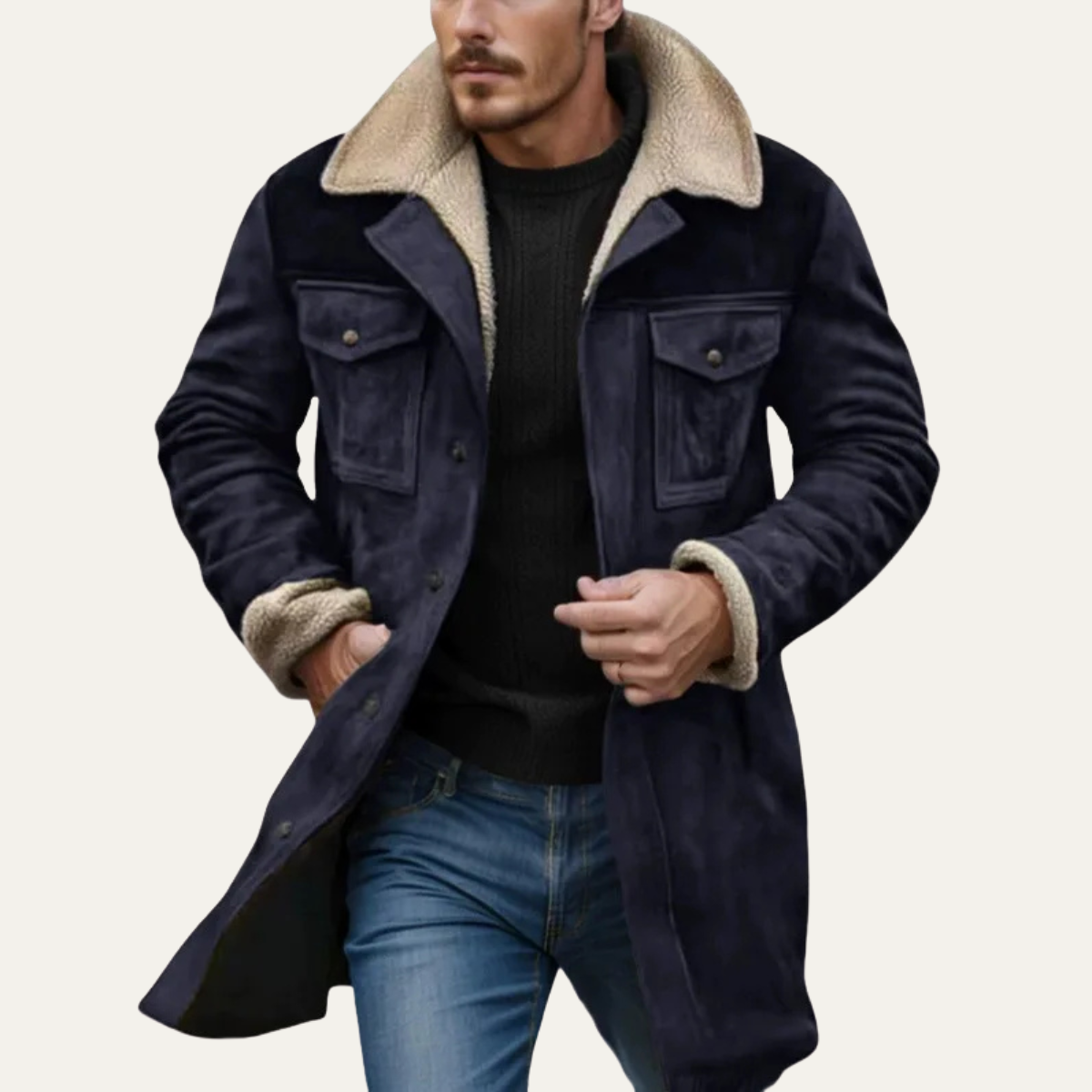 Men’s Vintage Shearling Lined Warm Winter Jacket