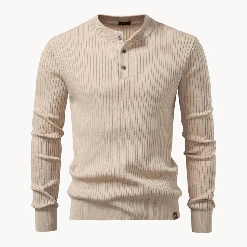 The Taormina Men's Ribbed Henley Knit Sweater