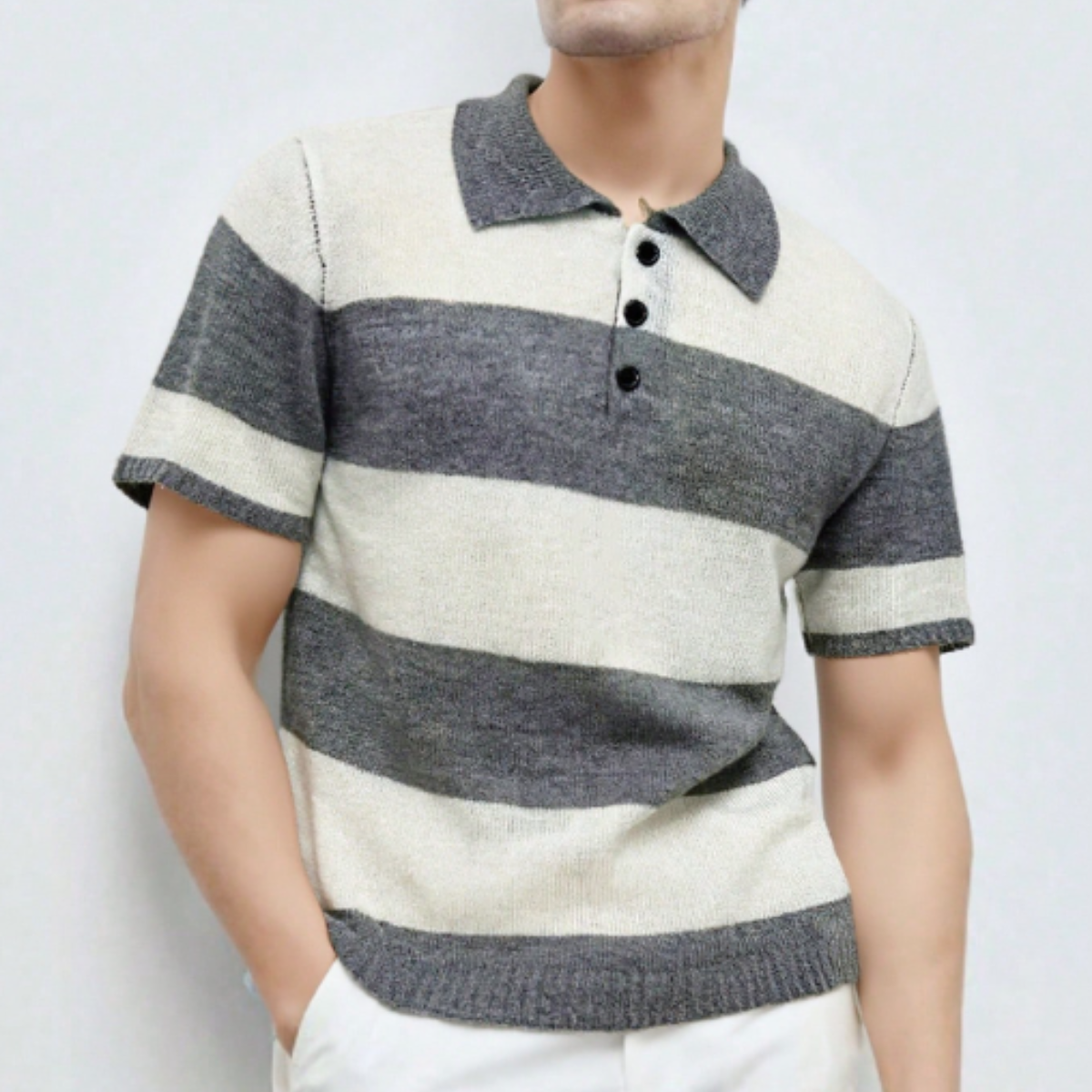 The Barangaroo Men’s Short Sleeve Knitted Polo Shirt Solid Color Breathable Top