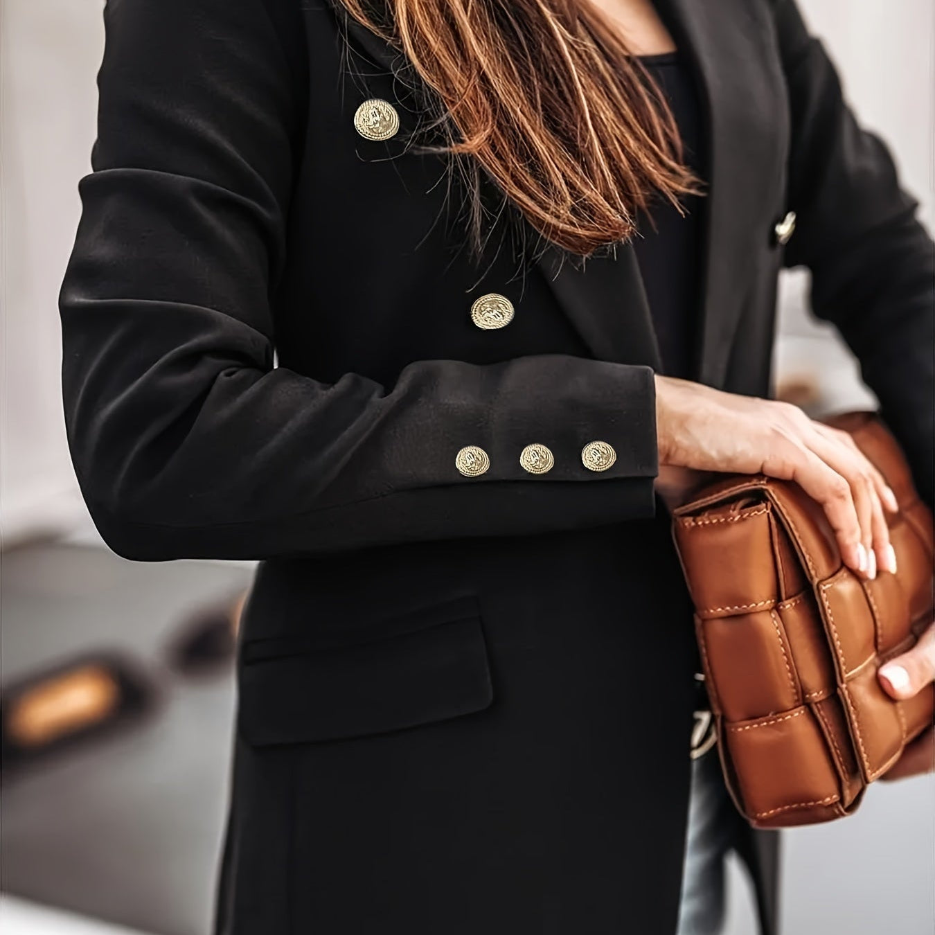 Women's Double Breasted Long Sleeve Blazer