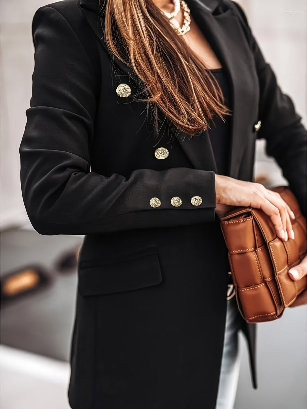 Women's Double Breasted Long Sleeve Blazer