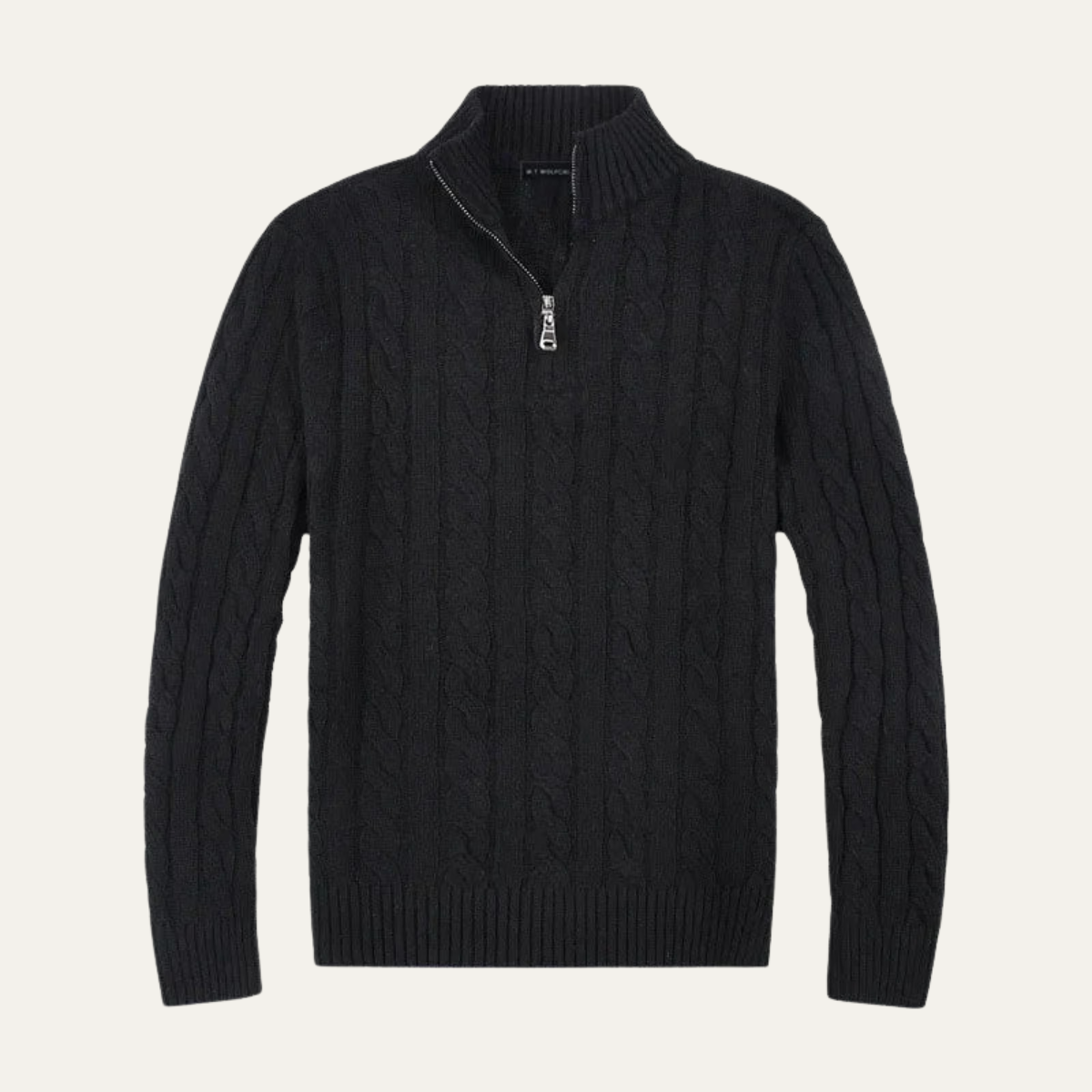 The Pesaro Men's Cable Knit High Neck Quarter Zip Sweater
