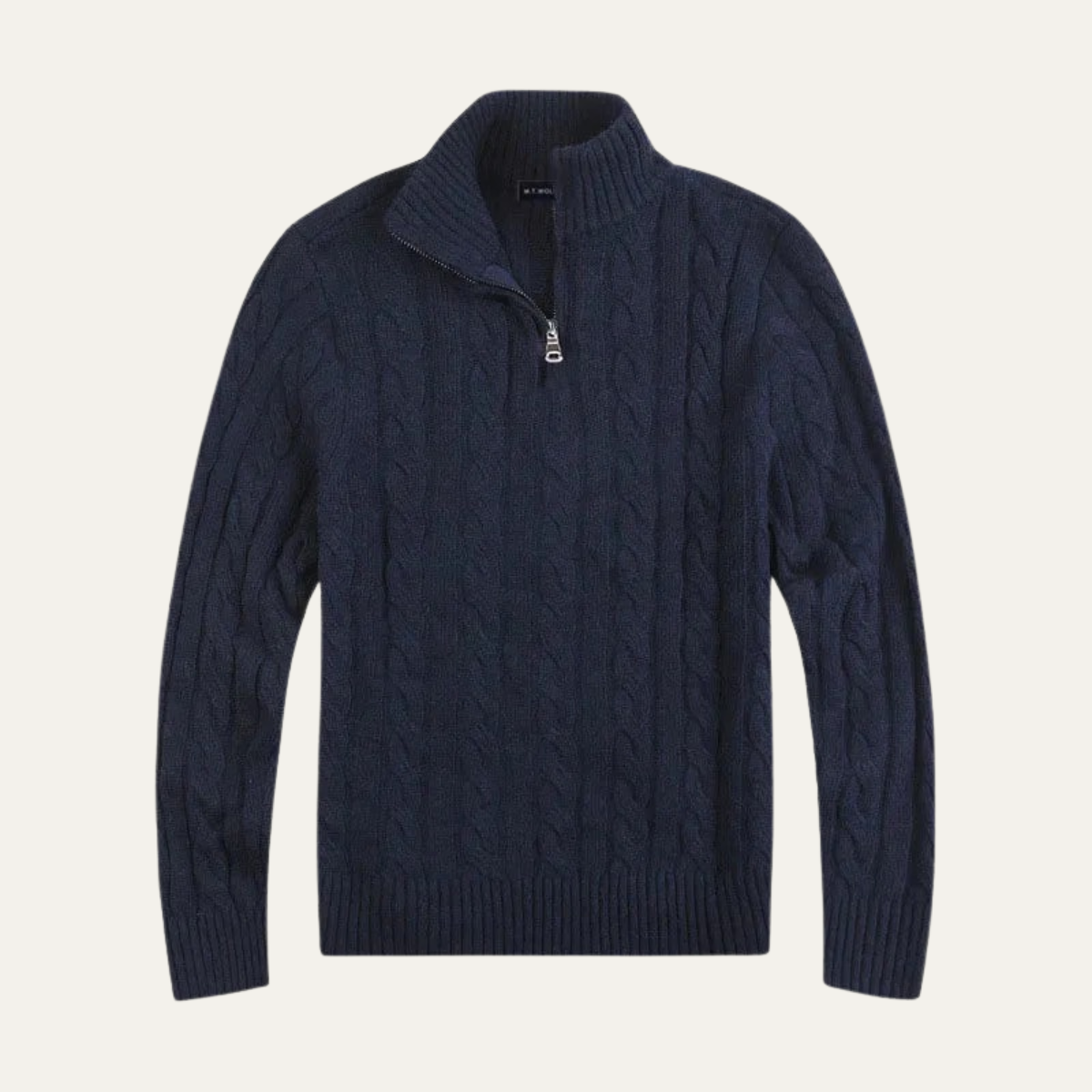 The Pesaro Men's Cable Knit High Neck Quarter Zip Sweater
