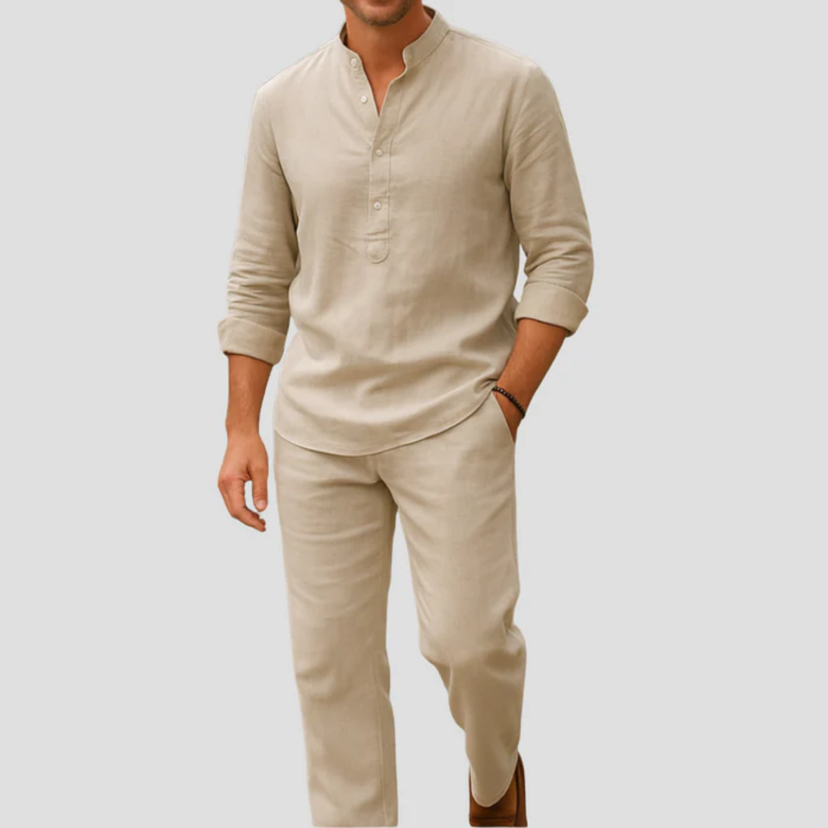 The Dolomiti Men’s Lounge Co Ord Set - Henley Collar Top & Pants