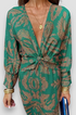 Women's Floral Midi Dress with Twist Waist