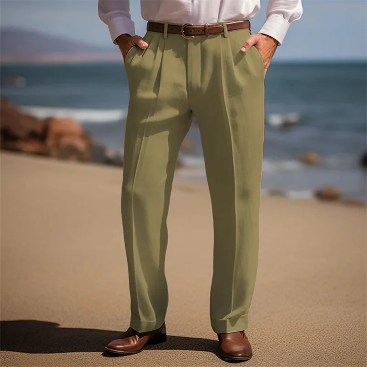 The Charleston Men’s Summer Straight Leg Loose Fit Linen Pants