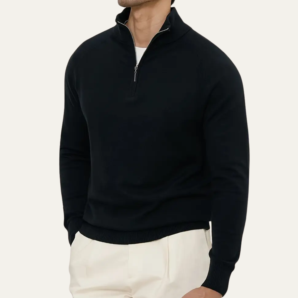 The Brookline Ridge Men's Mock Neck Half Zip Cashmere Sweater