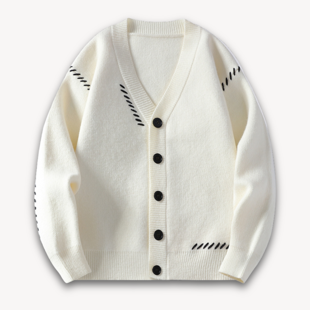 Men's Knitted Cardigan - Button-Up, Soft Wool Blend, Casual Winter Wear