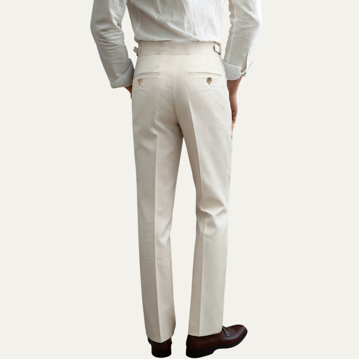 The Claremont Men’s High Waisted Linen Dress Pants with Adjustable Side Buckle Waist