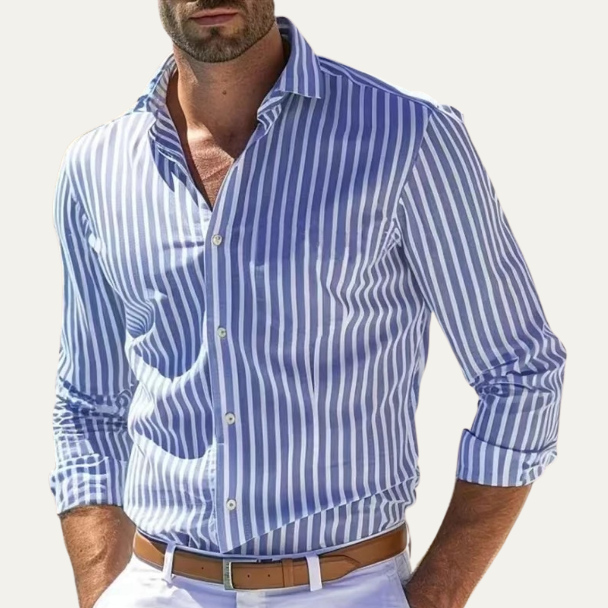 The Asheville Men’s Breathable Smart Fit Striped Linen Shirt