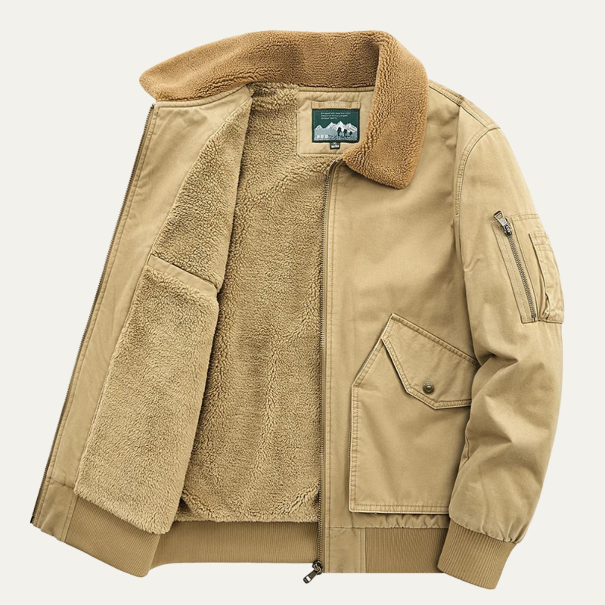 Men’s Warm Sherpa Lined Bomber Jacket