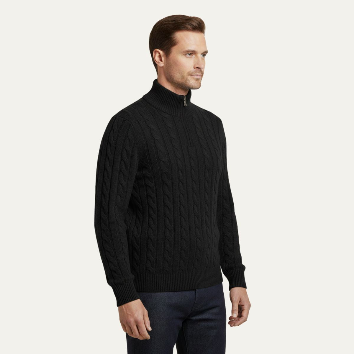 The Genève Old Money Half Zip Sweater for Men 100% Merino Wool